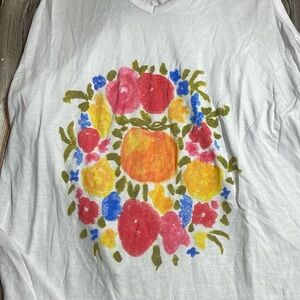 Abound tank top white with fruit and flower design NWT ❤️🧡💛